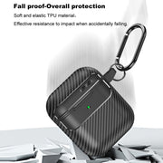 For AirPods 1 / 2 Carbon Fiber Texture Anti-fall Earphone Protective Case(Black)