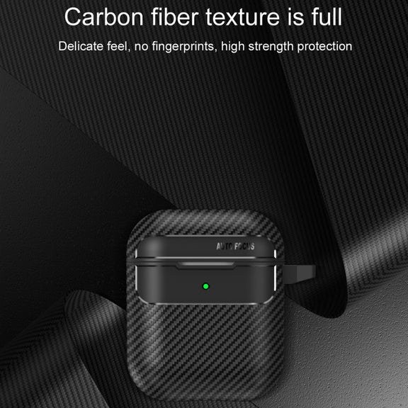 For AirPods 1 / 2 Carbon Fiber Texture Anti-fall Earphone Protective Case(Black)