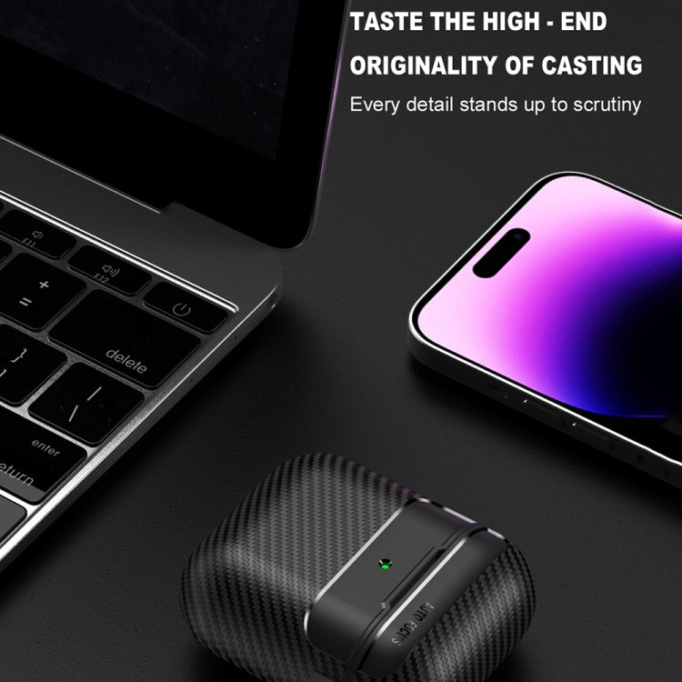 For AirPods 1 / 2 Carbon Fiber Texture Anti-fall Earphone Protective Case(Black)