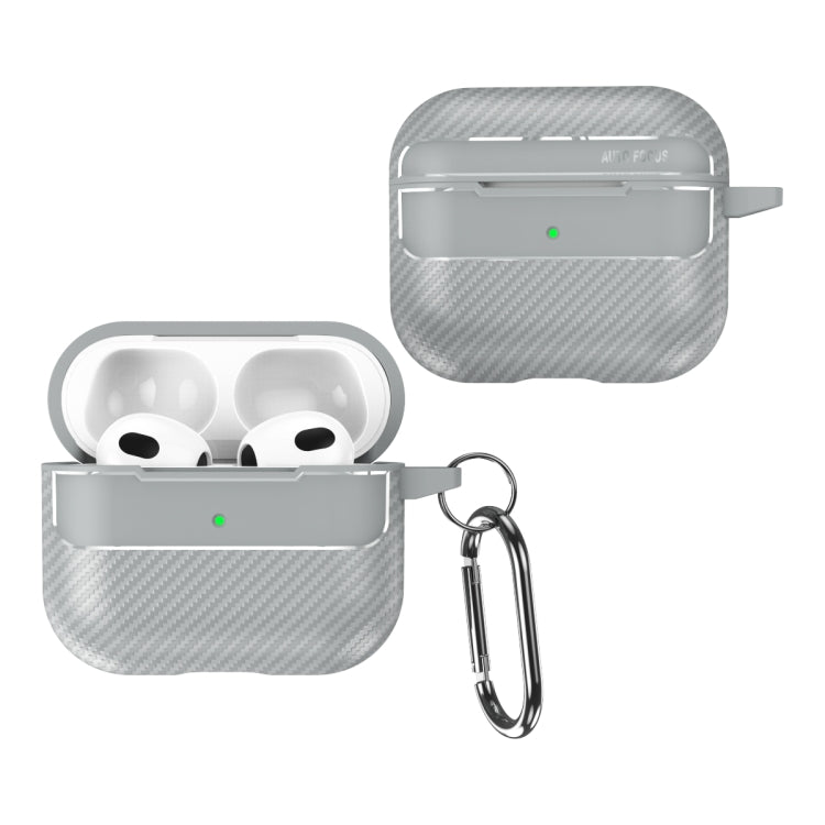 For AirPods 3 Carbon Fiber Texture Anti-fall Earphone Protective Case(Grey)