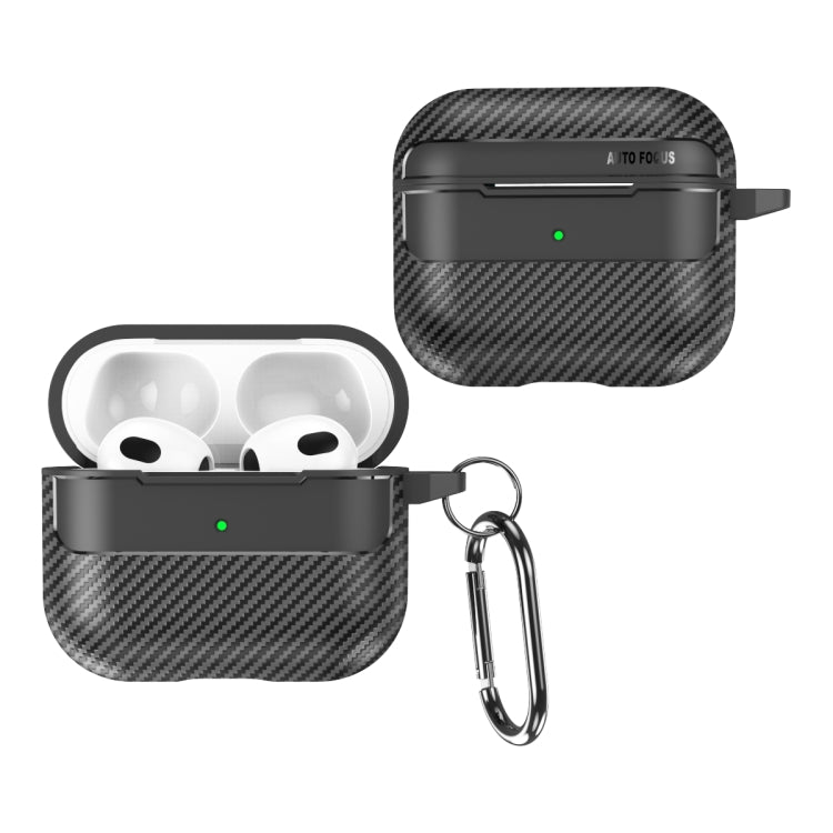 For AirPods 3 Carbon Fiber Texture Anti-fall Earphone Protective Case(Black)