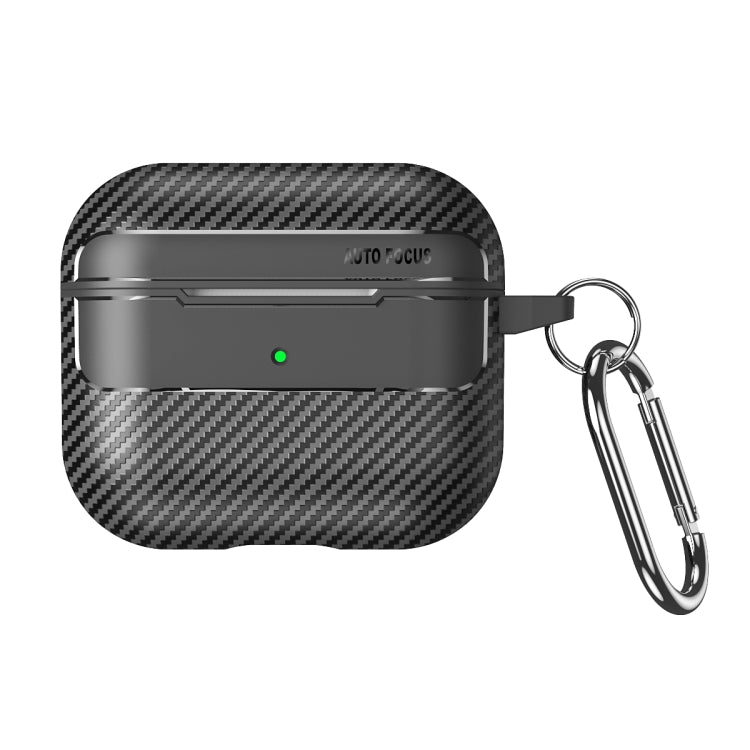 For AirPods 3 Carbon Fiber Texture Anti-fall Earphone Protective Case(Black)