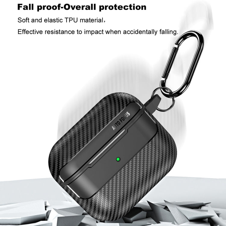 For AirPods 3 Carbon Fiber Texture Anti-fall Earphone Protective Case(Grey)