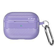 For AirPods Pro Carbon Fiber Texture Anti-fall Earphone Protective Case(Purple)