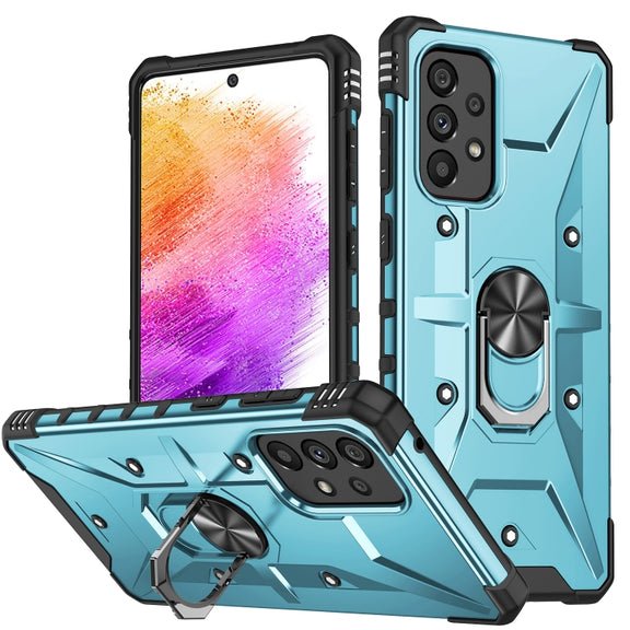 For Samsung Galaxy A73 5G Ring Holder Phone Case(Light Blue)