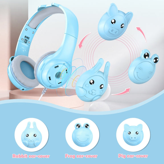 SoulBytes S31 Kids Wired Over-Ear Earphone with Microphone, Length: 1.5m(Blue)