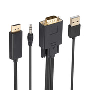 VGA to DisplayPort Adapter Cable with Audio Band Power Supply, Length: 1.8m(Black)