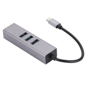SL-030 USB-C / Type-C to Gigabit Ethernet RJ45 & 3 x USB 3.0 Adapter Converter HUB(Grey)