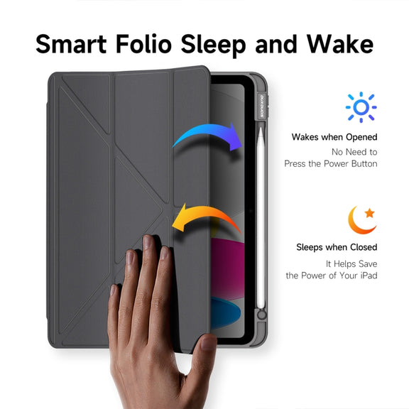 For iPad 2025 / 2022 DUX DUCIS Magi Series Smart Leather Tablet Case(Grey)