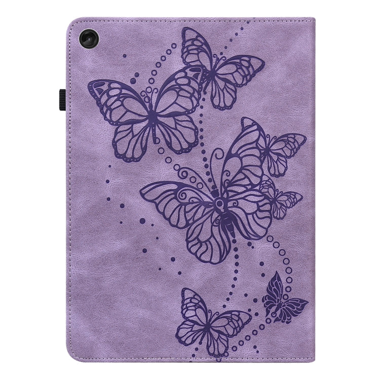 For Lenovo Tab M10 3rd Gen Embossed Butterfly Pattern Leather Tablet Case(Purple)