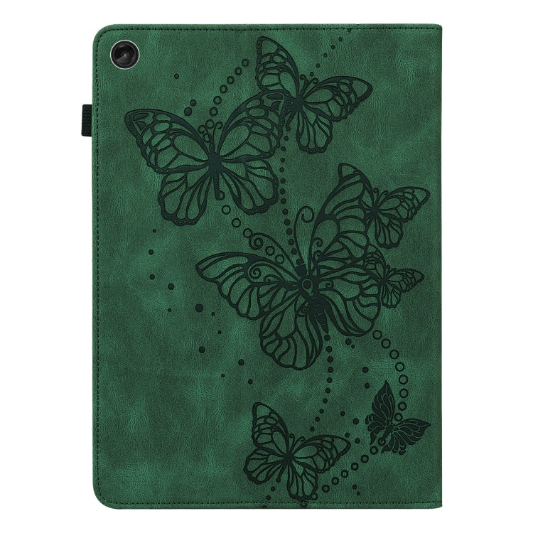 For Lenovo Tab M10 3rd Gen Embossed Butterfly Pattern Leather Tablet Case(Green)
