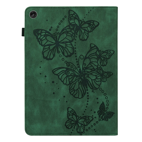 For Lenovo Tab M10 3rd Gen Embossed Butterfly Pattern Leather Tablet Case(Green)