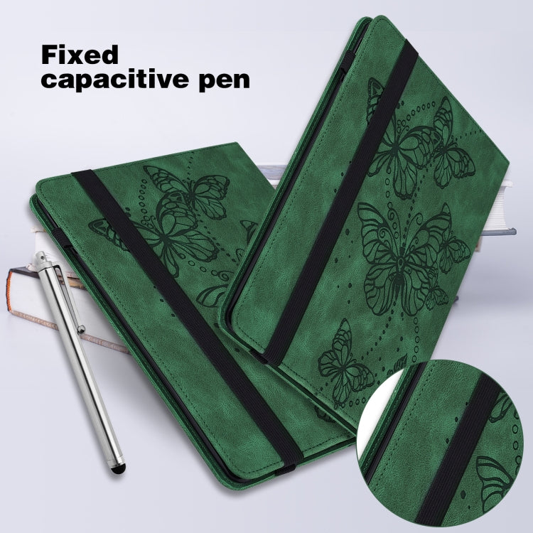 For Lenovo Tab M10 3rd Gen Embossed Butterfly Pattern Leather Tablet Case(Green)