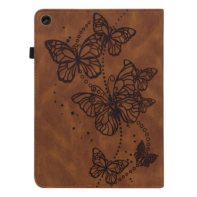 For Lenovo Tab M10 3rd Gen Embossed Butterfly Pattern Leather Tablet Case(Brown)