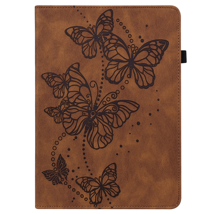 For Lenovo Tab M10 3rd Gen Embossed Butterfly Pattern Leather Tablet Case(Brown)