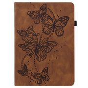 For Lenovo Tab M10 3rd Gen Embossed Butterfly Pattern Leather Tablet Case(Brown)