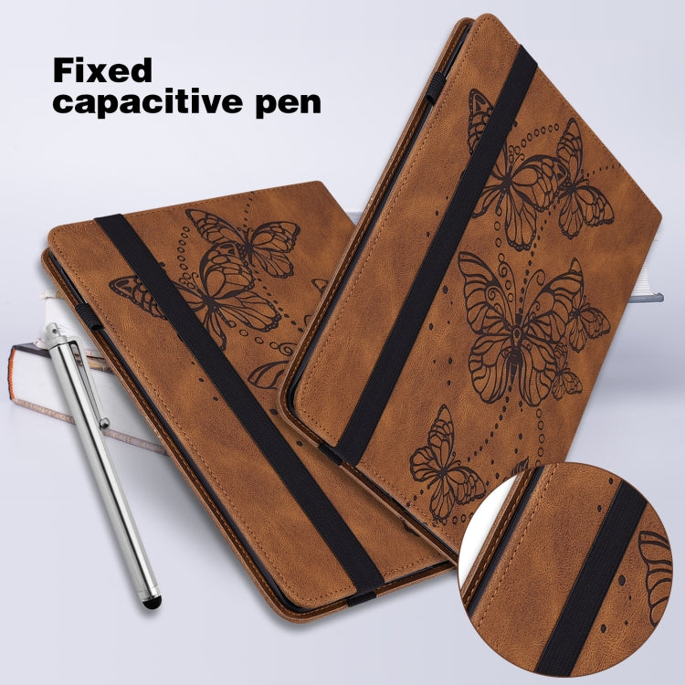 For Lenovo Tab M10 3rd Gen Embossed Butterfly Pattern Leather Tablet Case(Brown)