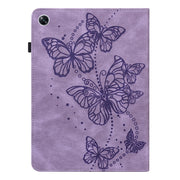 For OPPO Pad Air 2022 Embossed Butterfly Pattern Leather Tablet Case(Purple)