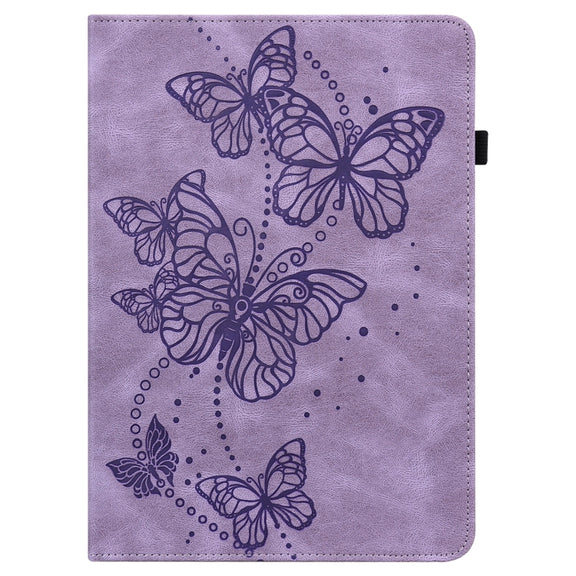 For OPPO Pad Air 2022 Embossed Butterfly Pattern Leather Tablet Case(Purple)