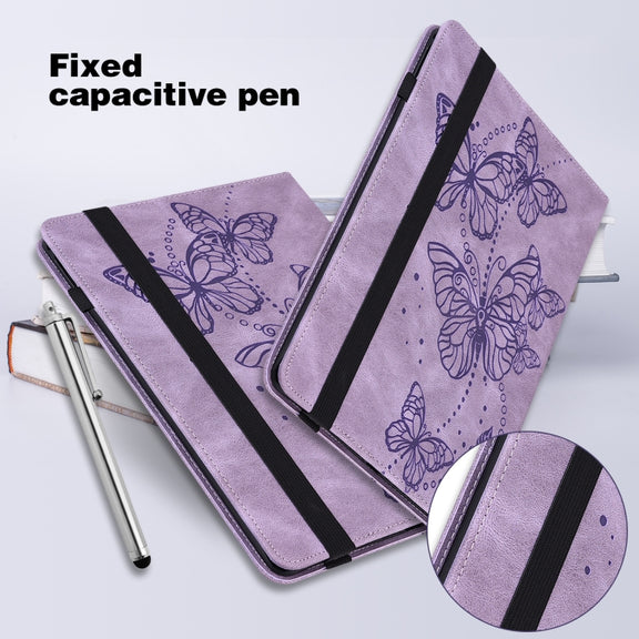 For OPPO Pad Air 2022 Embossed Butterfly Pattern Leather Tablet Case(Purple)
