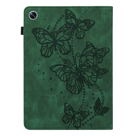 For OPPO Pad Air 2022 Embossed Butterfly Pattern Leather Tablet Case(Green)