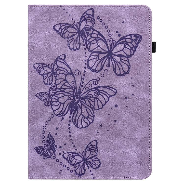 For Realme Pad X Embossed Butterfly Pattern Leather Tablet Case(Purple)
