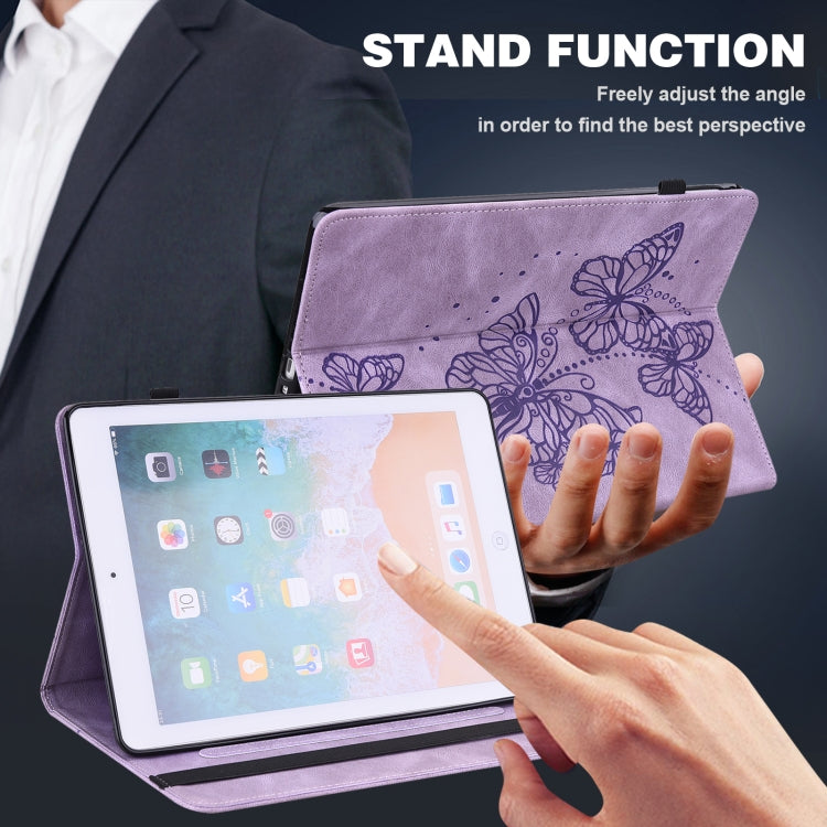 For Realme Pad X Embossed Butterfly Pattern Leather Tablet Case(Purple)