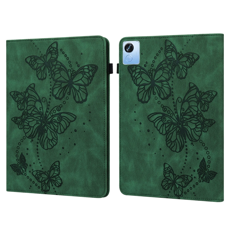 For Realme Pad X Embossed Butterfly Pattern Leather Tablet Case(Green)