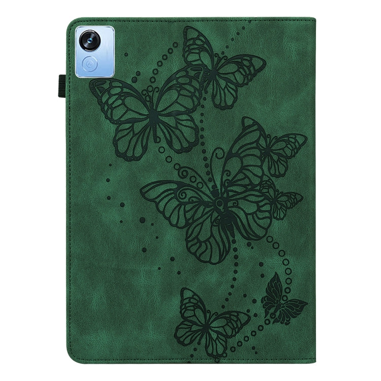 For Realme Pad X Embossed Butterfly Pattern Leather Tablet Case(Green)