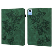 For Realme Pad X Embossed Butterfly Pattern Leather Tablet Case(Green)