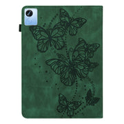 For Realme Pad X Embossed Butterfly Pattern Leather Tablet Case(Green)