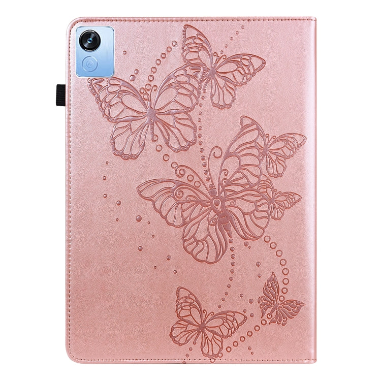 For Realme Pad X Embossed Butterfly Pattern Leather Tablet Case(Pink)