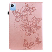 For Realme Pad X Embossed Butterfly Pattern Leather Tablet Case(Pink)