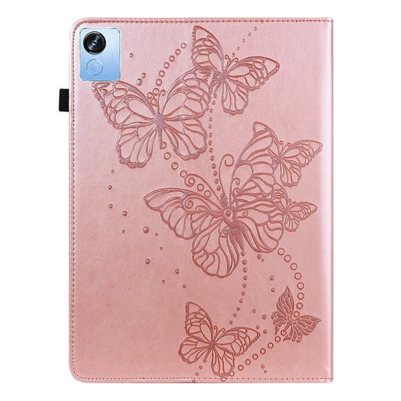 For Realme Pad X Embossed Butterfly Pattern Leather Tablet Case(Pink)