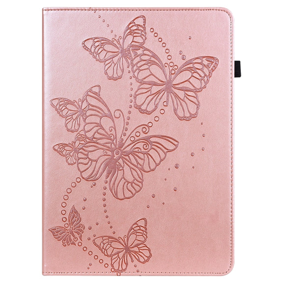 For Realme Pad X Embossed Butterfly Pattern Leather Tablet Case(Pink)