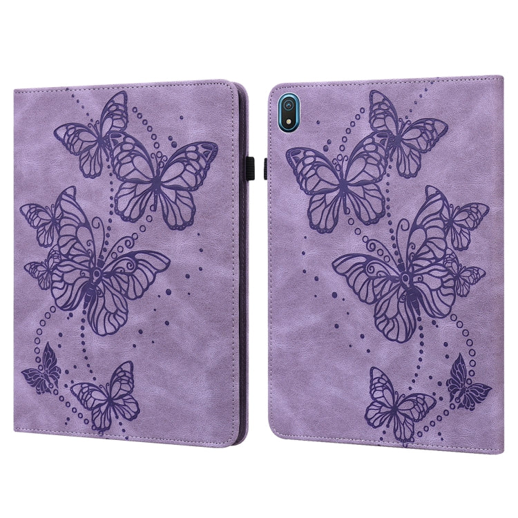 For Nokia T20 10.4 2021 Embossed Butterfly Pattern Leather Tablet Case(Purple)