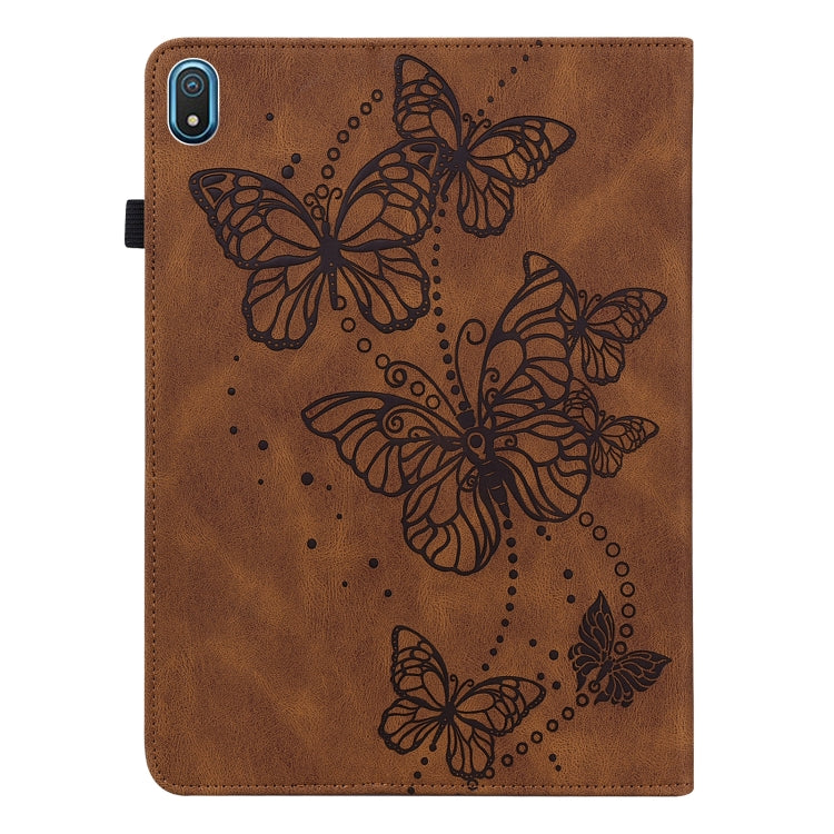 For Nokia T20 10.4 2021 Embossed Butterfly Pattern Leather Tablet Case(Brown)