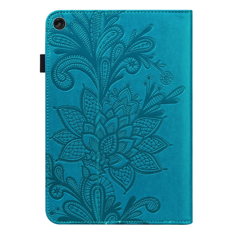 For Lenovo Tab M10 3rd Gen Lace Flower Embossing Pattern Leather Tablet Case(Blue)