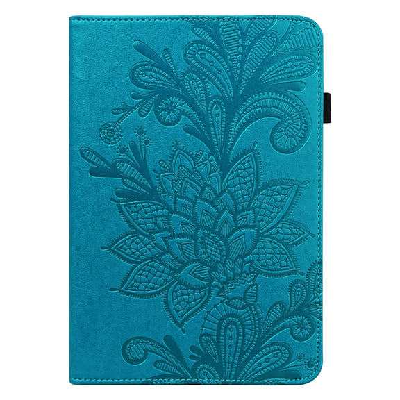 For Lenovo Tab M10 3rd Gen Lace Flower Embossing Pattern Leather Tablet Case(Blue)