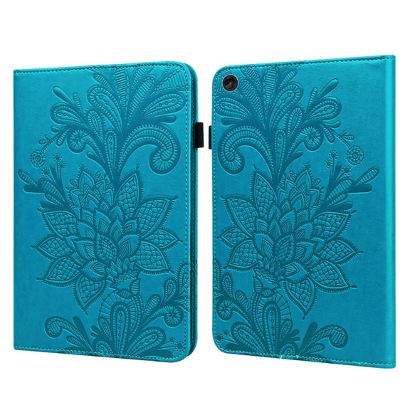 For Lenovo Tab M10 3rd Gen Lace Flower Embossing Pattern Leather Tablet Case(Blue)