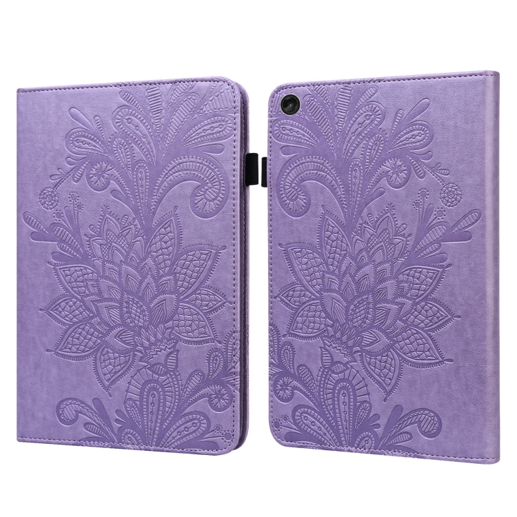 For Lenovo Tab M10 3rd Gen Lace Flower Embossing Pattern Leather Tablet Case(Purple)