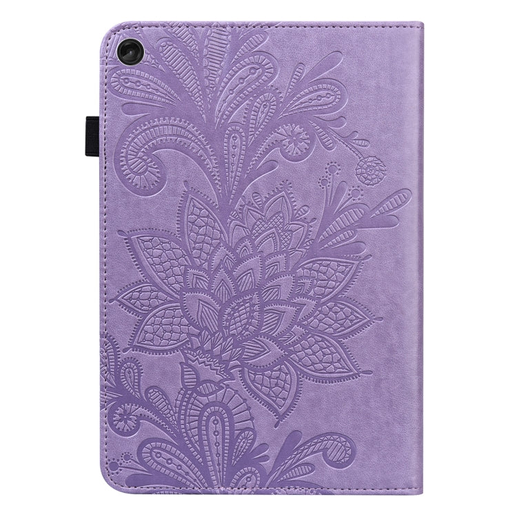 For Lenovo Tab M10 3rd Gen Lace Flower Embossing Pattern Leather Tablet Case(Purple)
