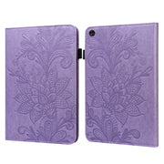 For Lenovo Tab M10 3rd Gen Lace Flower Embossing Pattern Leather Tablet Case(Purple)
