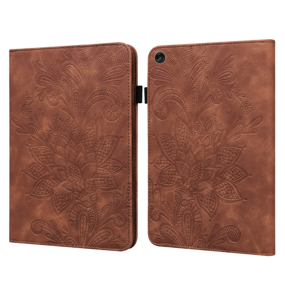 For Lenovo Tab M10 3rd Gen Lace Flower Embossing Pattern Leather Tablet Case(Brown)