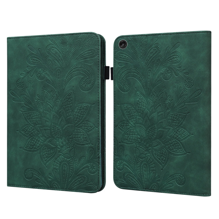 For Lenovo Tab M10 3rd Gen Lace Flower Embossing Pattern Leather Tablet Case(Green)