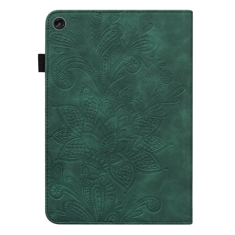 For Lenovo Tab M10 3rd Gen Lace Flower Embossing Pattern Leather Tablet Case(Green)