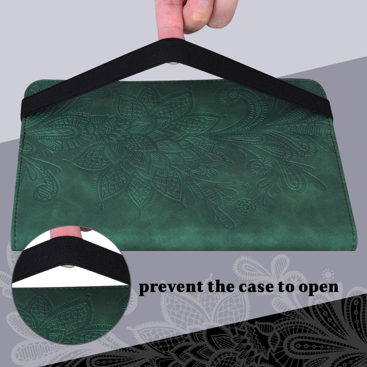 For Lenovo Tab M10 3rd Gen Lace Flower Embossing Pattern Leather Tablet Case(Green)