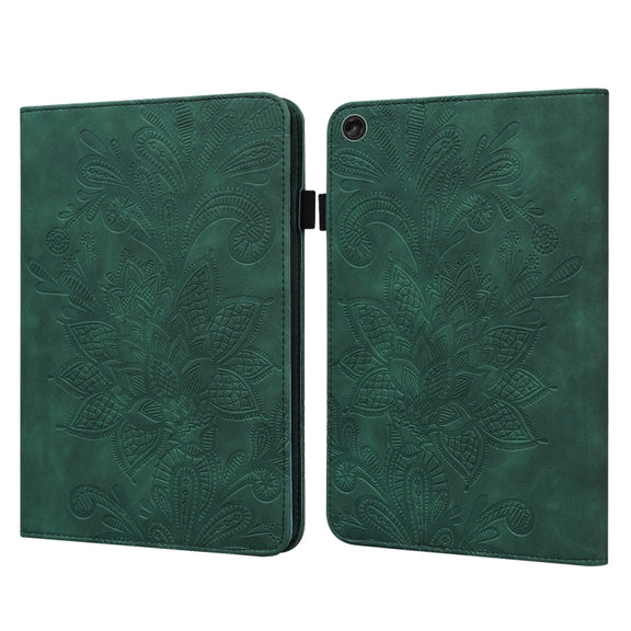 For Lenovo Tab M10 3rd Gen Lace Flower Embossing Pattern Leather Tablet Case(Green)
