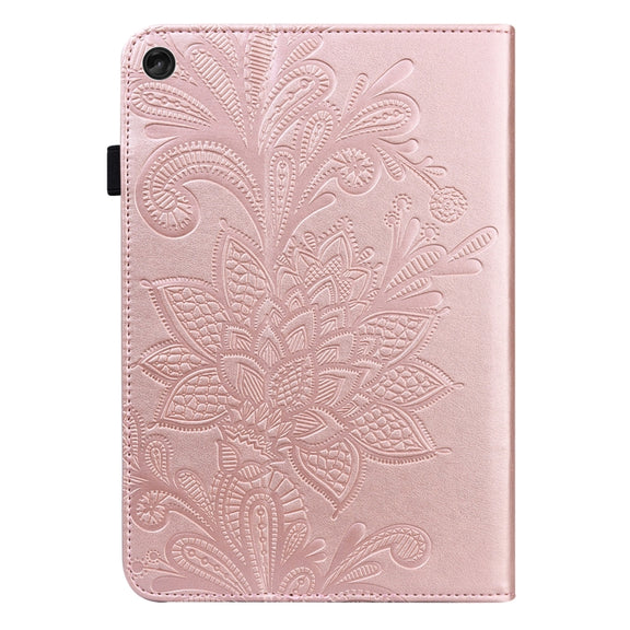 For Lenovo Tab M10 3rd Gen Lace Flower Embossing Pattern Leather Tablet Case(Pink)