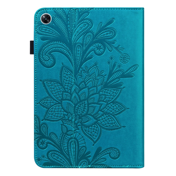 For OPPO Pad Air 2022 Lace Flower Embossing Pattern Leather Tablet Case(Blue)